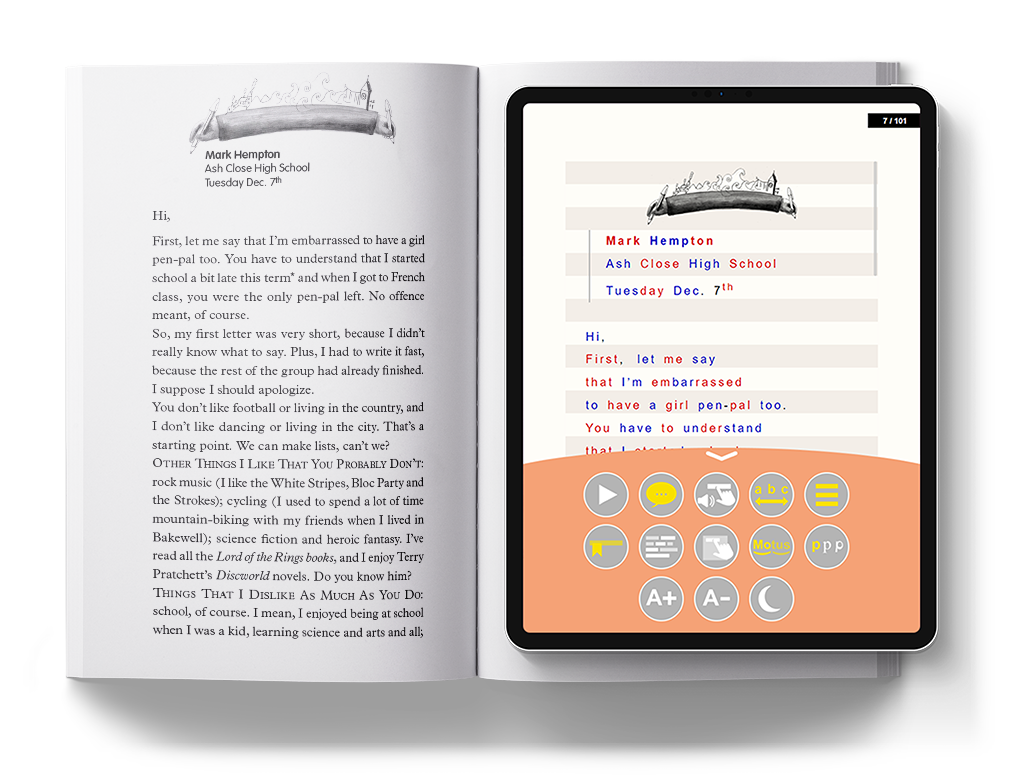 Tablette sur livre-livre