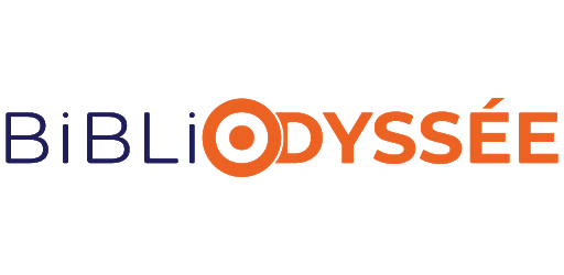 Logo de Bibliodyssée en bleu marine et orange