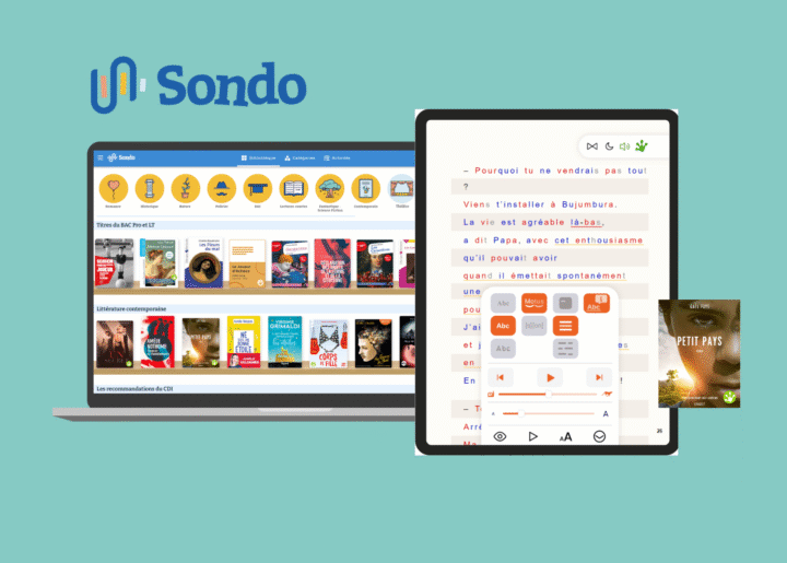 Aperçu de la ressource numérique adaptée aux dys SONDO sur ordinateur et tablette.